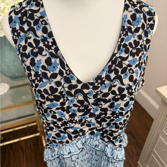 Anthropologie Blueflower Silk Swing Dress by Anna Sui Blue Motif-jj11 - Picture 4 of 9